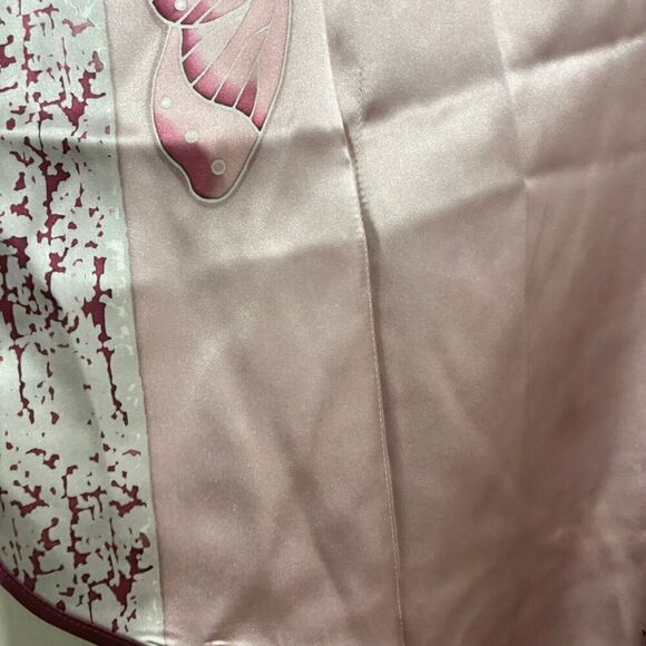 NWT Freedom Silk Peony Printed Rosy Pink Silk Kaftan With Trimming L Boat Neck - Picture 8 of 12